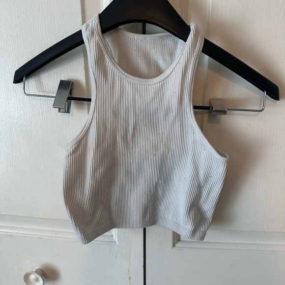 White Ribbed Crop Top - Picture 3 of 4